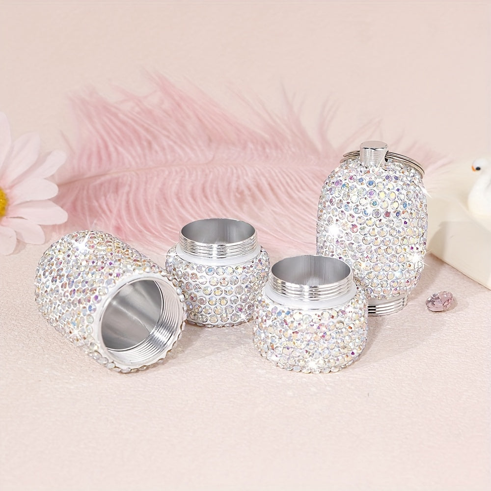 Sparkling Waterproof Keychain Pill Holder Diamond Emergency Medicine Bottle