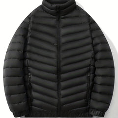 Men's Lightweight Puffer Jacket Solid Standup Collar Coat