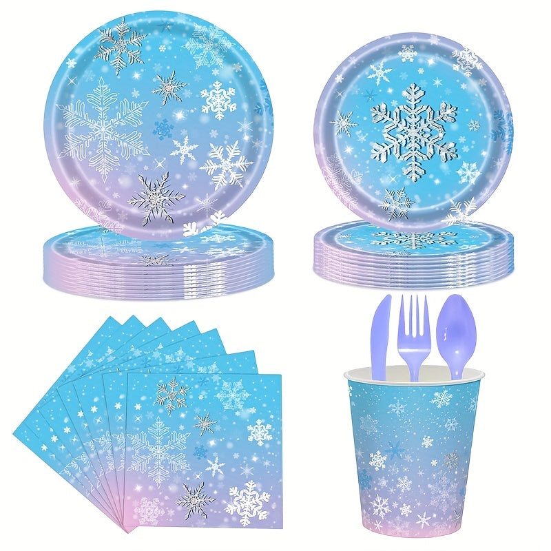 Winter Snowflake Tablecloth and Party Supplies Set