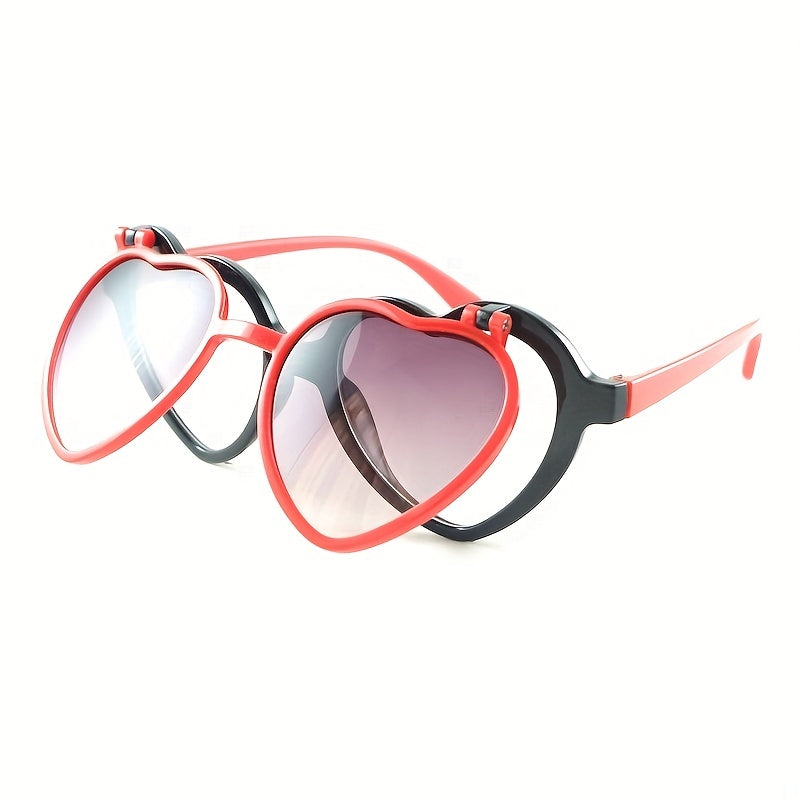 Y2K Heart Flip Sunglasses for Girls