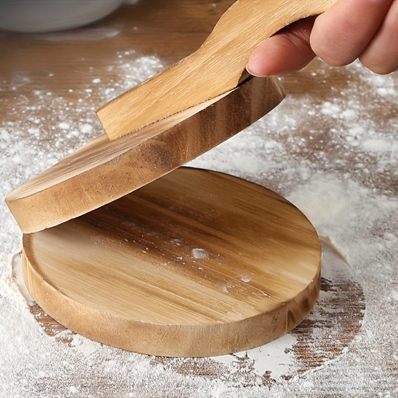 1pc Wooden Manual Dough Presser for Corn Tortillas Dumplings Bread