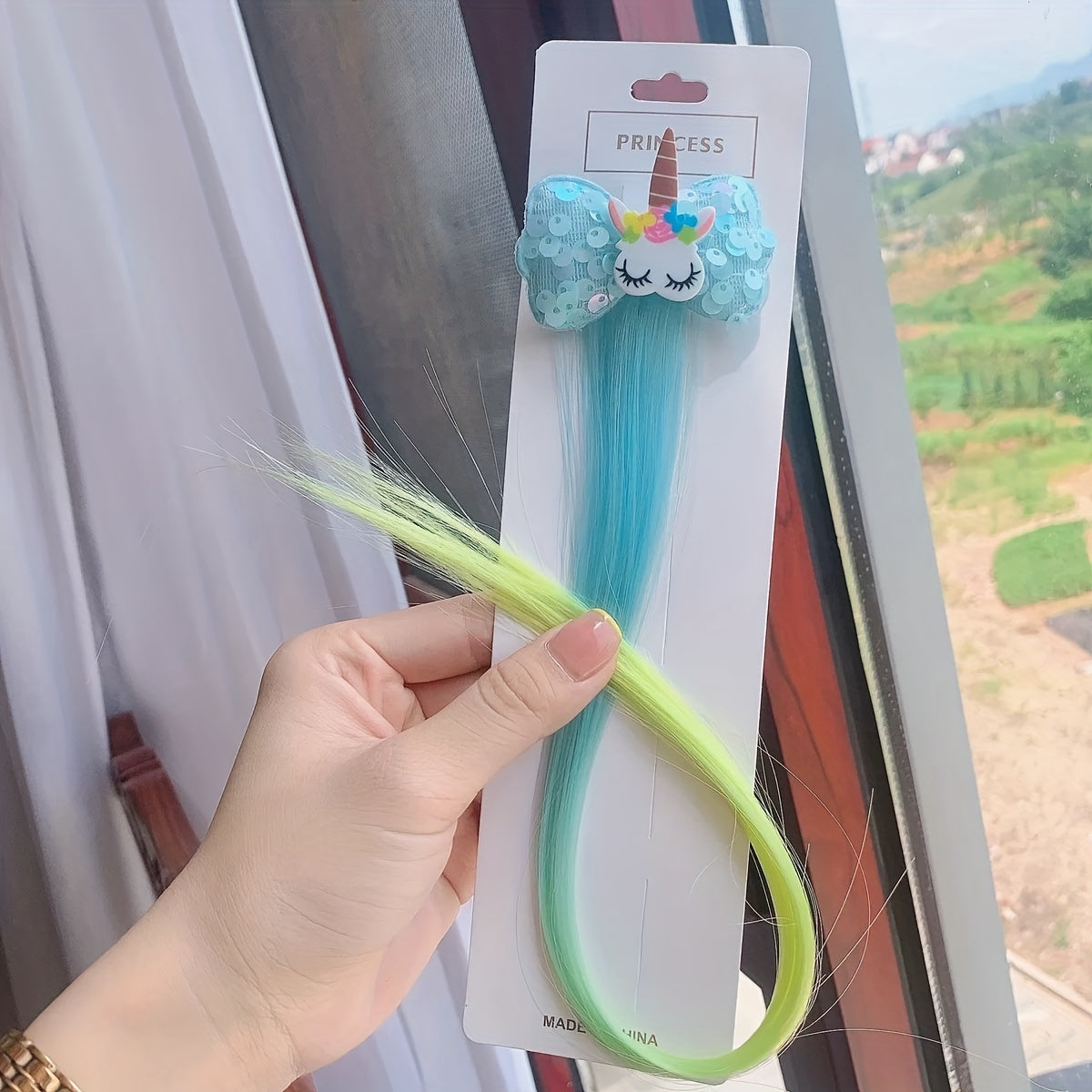 6pcs Unicorn Hair Clips Sequin Bow Hair Extensions