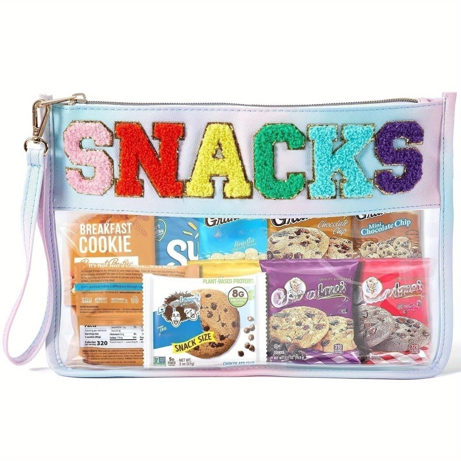 Preppy Chenille Clear Makeup Bag with Handle