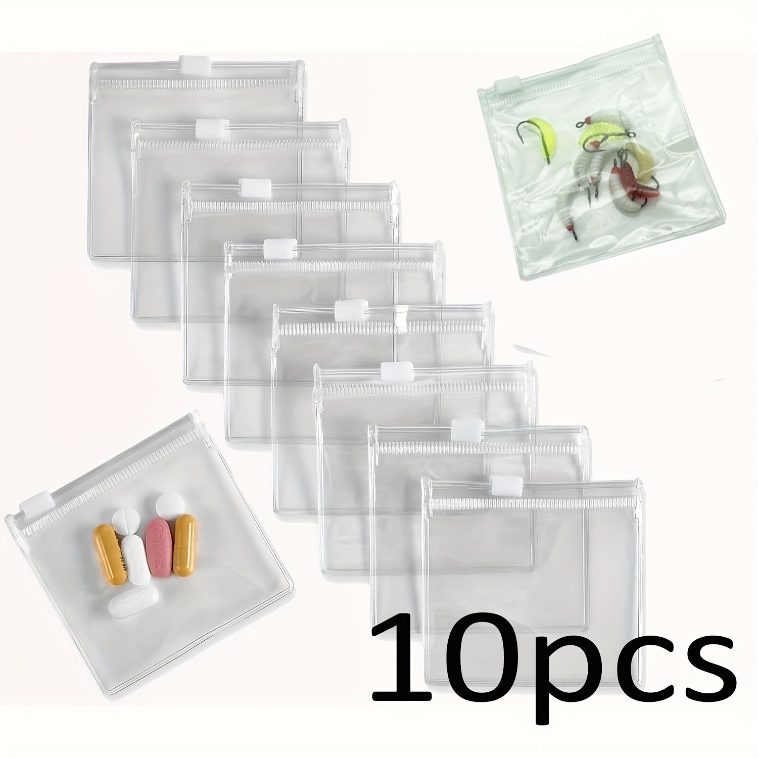 20pcs Reusable Medicine Storage Bags Zipper Set Self Sealing Bait Jewelry Bags