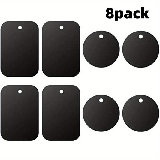 8 Universal Metal Plates for Magnetic Car Mounts - Rectangle & Round Adhesive