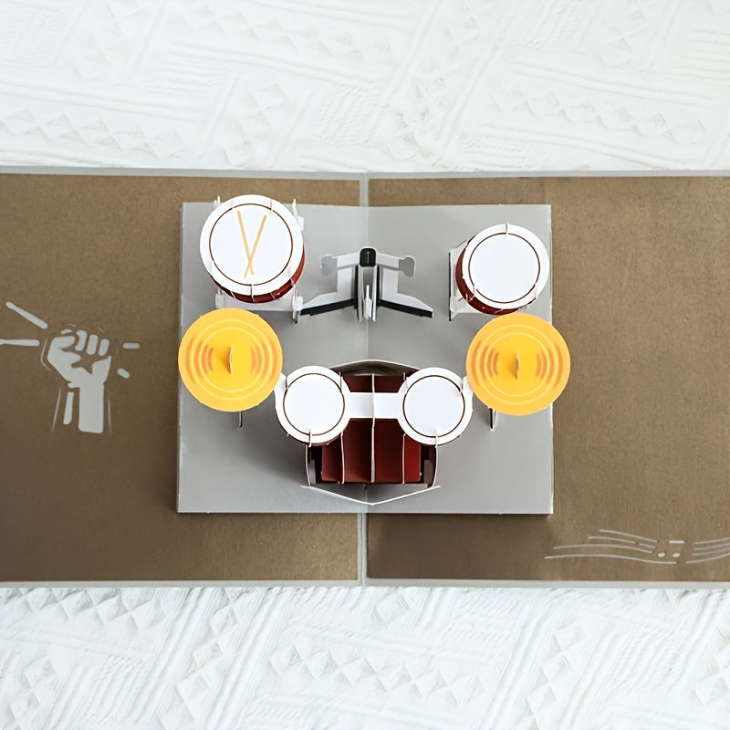 3D Drum Holder Birthday Greeting Card Paper Carving Gift