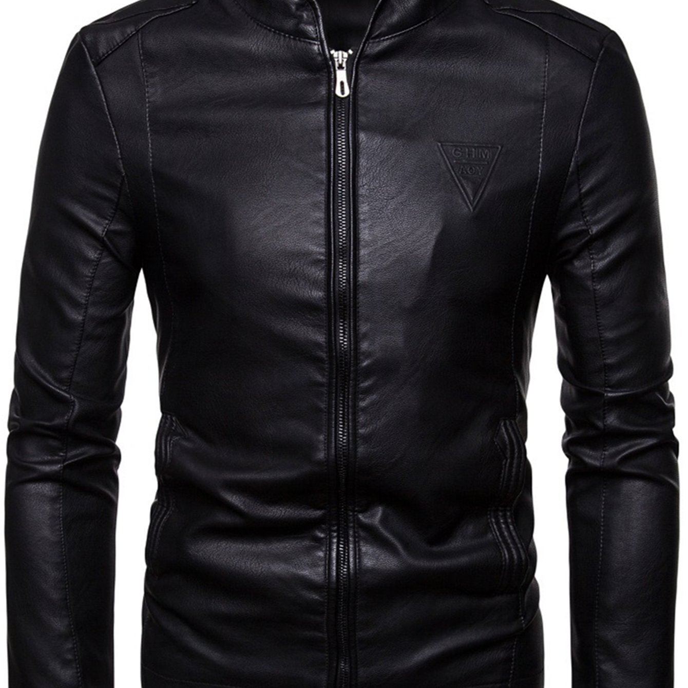 Men's Classic PU Zip Up Faux Leather Jacket