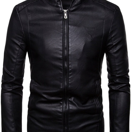Men's Classic PU Zip Up Faux Leather Jacket