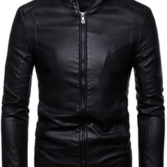 Men's Classic PU Zip Up Faux Leather Jacket