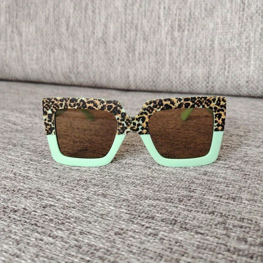 Leopard Print Frame Sun Protection Sunglasses for Teens
