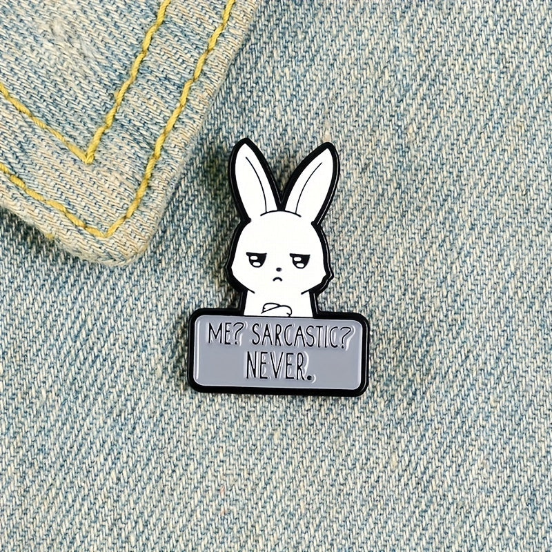 SARCASTIC NEVER Rabbit Enamel Brooch