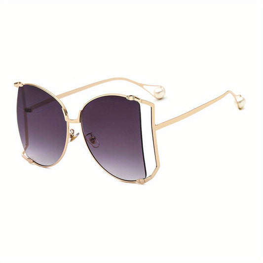 Oversized Metal Sunglasses for Women Gradient UV400 Sun Shades