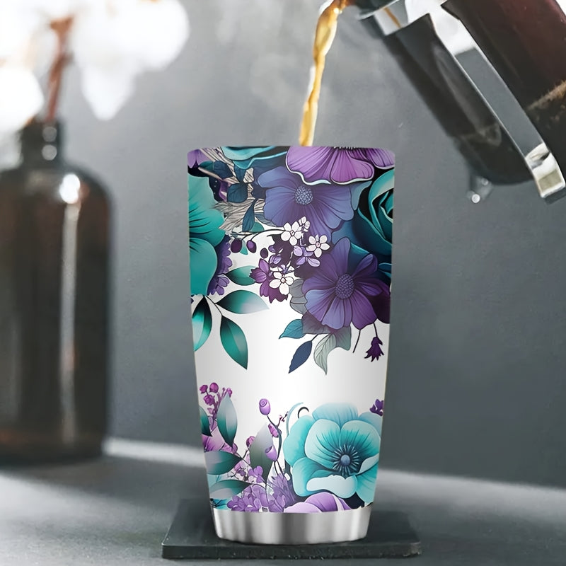 Floral Print Insulated Travel Mug 20oz Stainless Steel