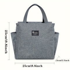 Large Insulated Tote Bag for Women's Work & School, Gray