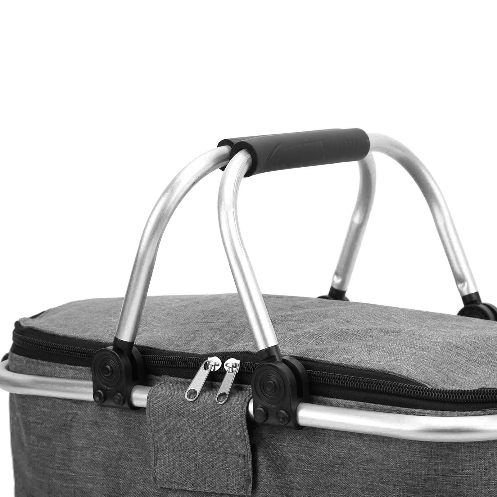 30L Insulated Picnic Basket Foldable Grocery Set Waterproof Lining