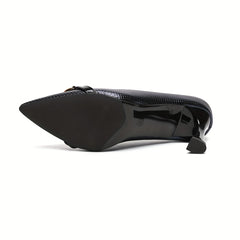 Women's Chain Decor Pyramid Heels Crocodile Pattern Pumps