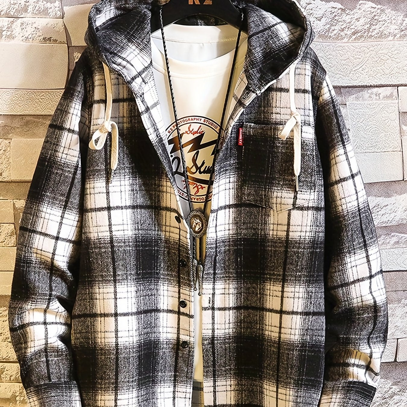 Plaid Shirts Hooded Jacket for Men