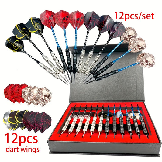 12pcs Professional Metal Darts Steel Tip Set with Non-slip Aluminum Rod