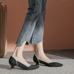Women's Knitted Low Heels Comfort Slip On Shoes