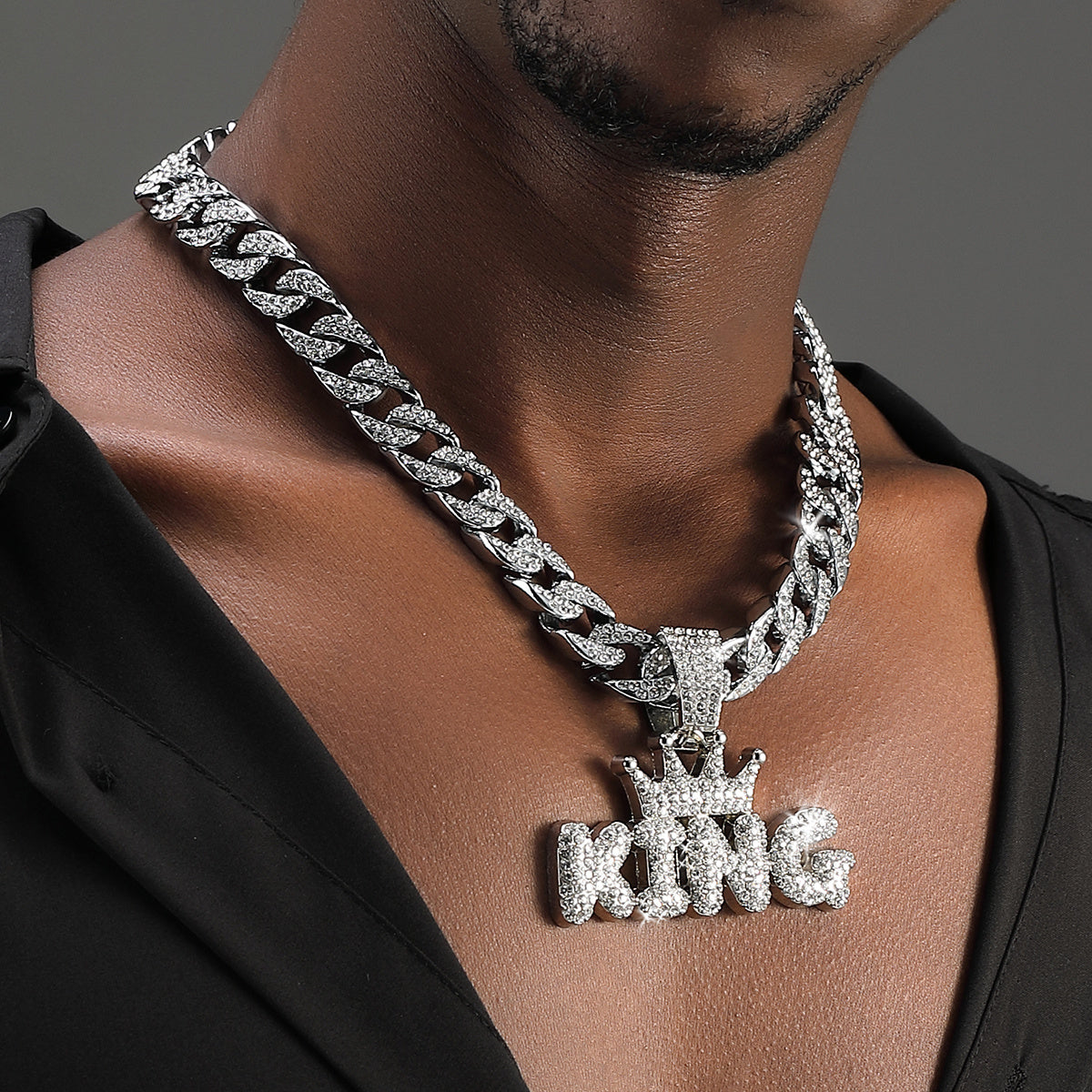 Crown KING Pendant with Cuban Chain
