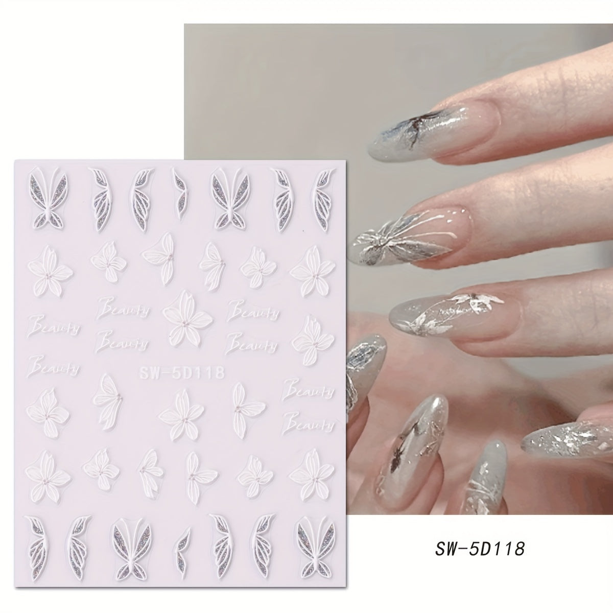 5D Embossed Camellia Nail Art Stickers - Spring Summer Flower Decoration