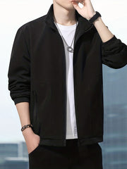 Men's Casual Baseball Jacket Stand Collar Zip Up Coat Hipster Streetwear