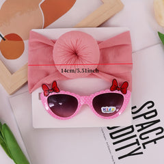 Kids Fashion Hair Accessories Set - Elastic Donut Headband & Glasses