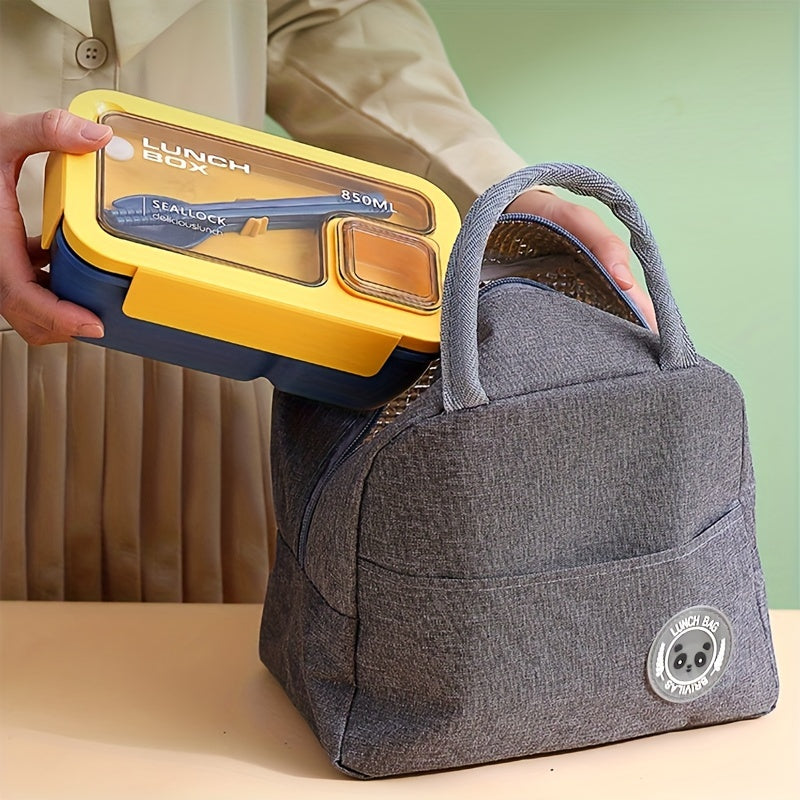 3pcs Heart Leaf Lunch Box Set Insulated Bag Storage Bag Grey Pink Green