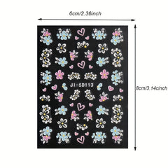 5D Pink Petals Butterfly Nail Stickers French Line Acrylic Spring