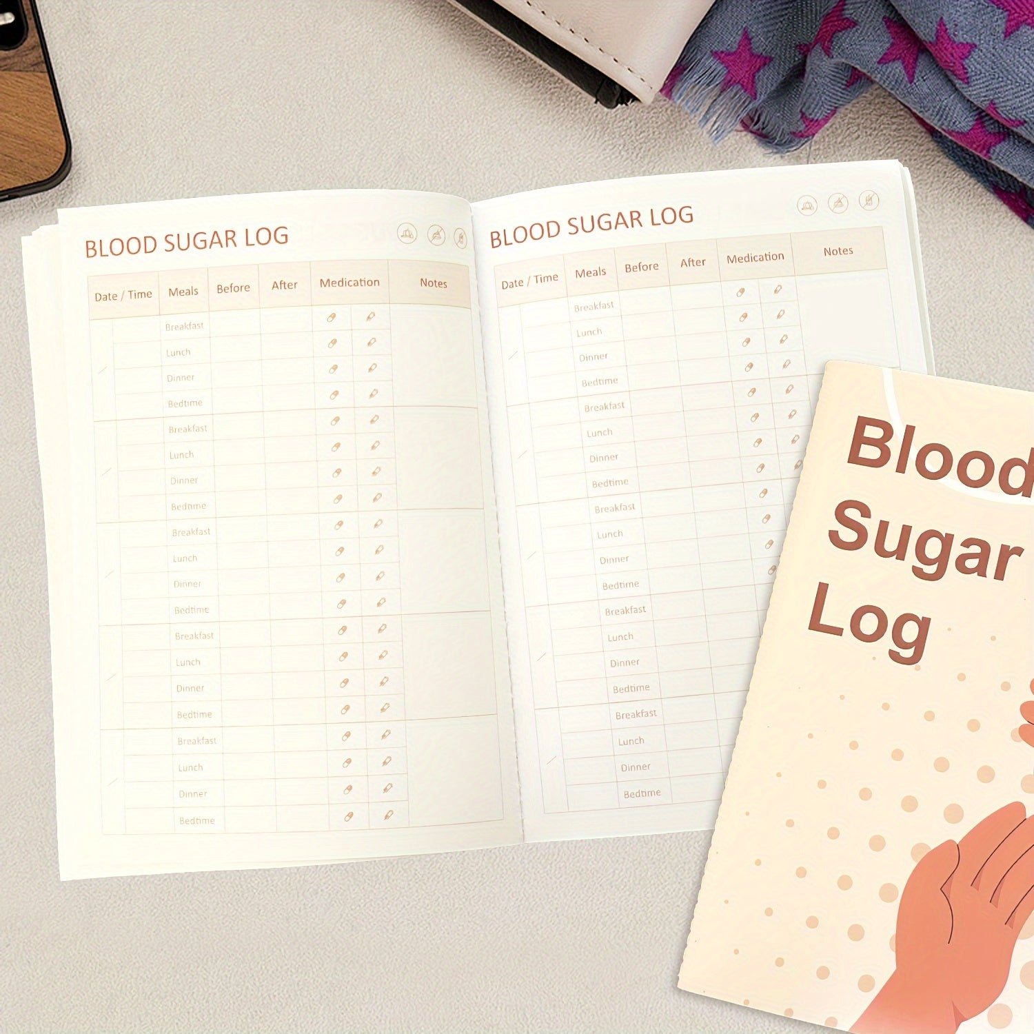 Blood Sugar Logbook Glucose Tracker A5 Size