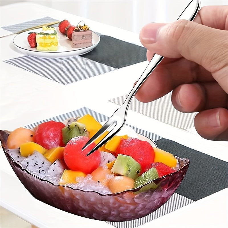 12pcs Stainless Steel Cocktail Forks Mini Salad Fruit Cake Tasting Fork