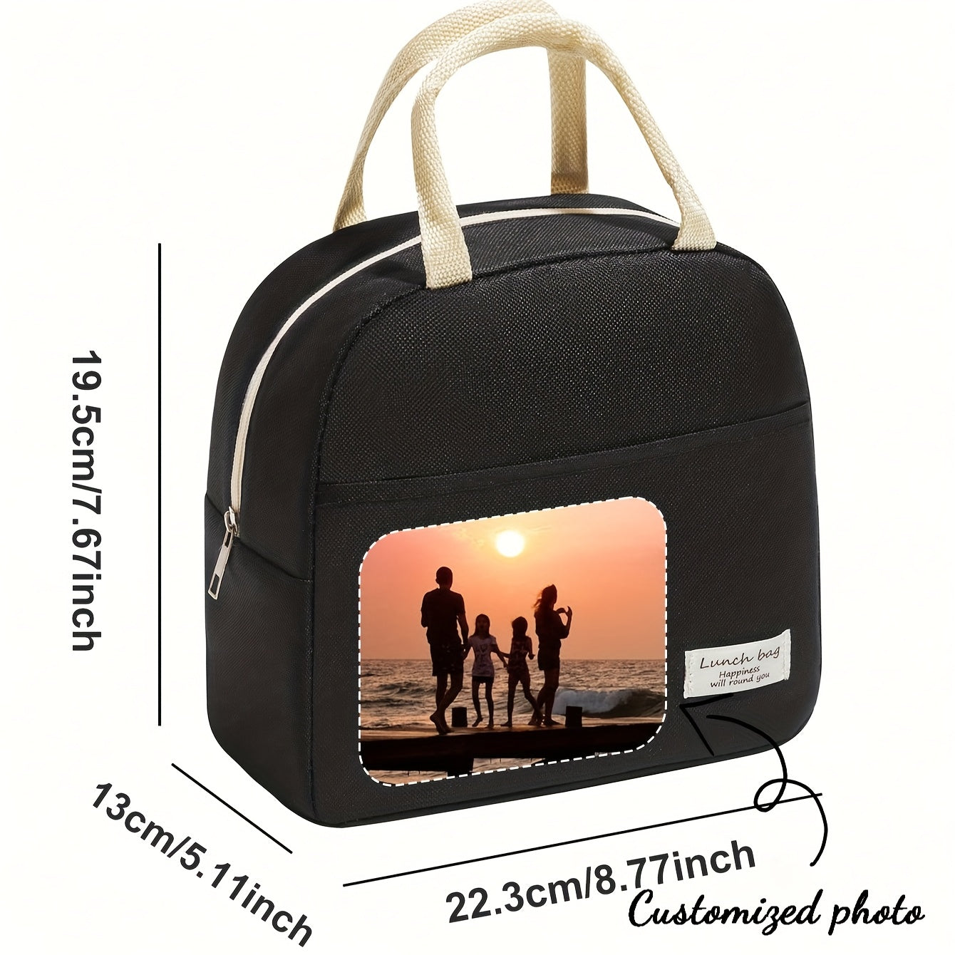 Custom Photo Logo Polyester Lunch Bag Waterproof Insulated Tote