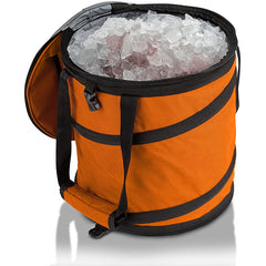 Portable Folding Ice Bucket Cooler Orange Polyester Insulated Picnic Bag