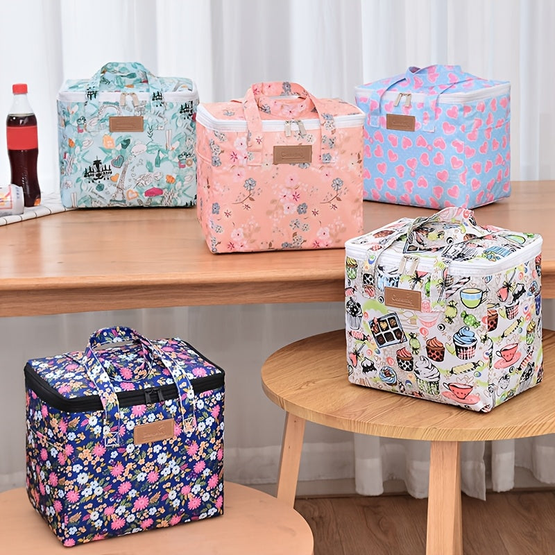 Large Capacity Insulated Cooler Bag Lunch Tote Aluminum Foil Lining