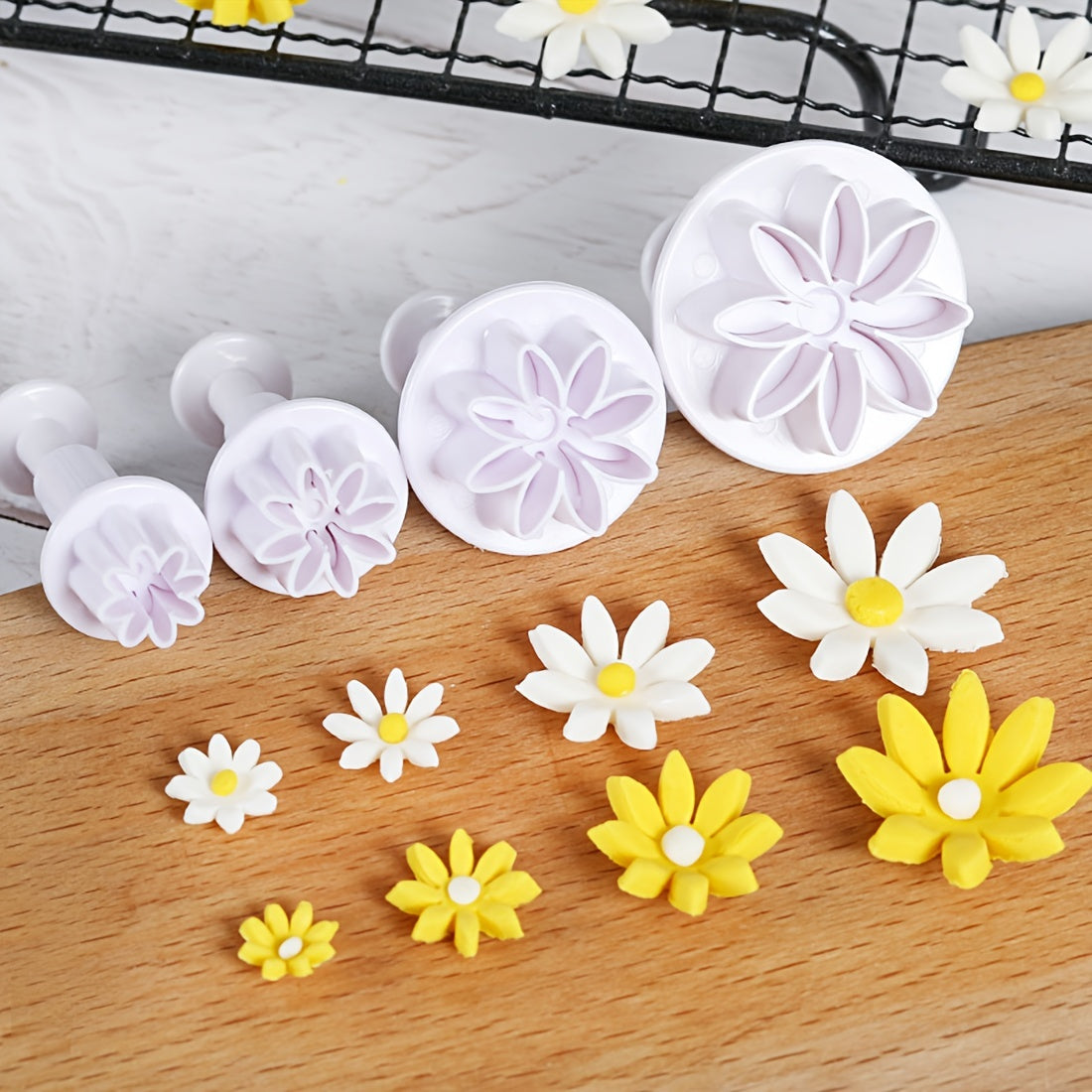4pcs Flower Fondant Molds for Cake Decorating Baking Tools
