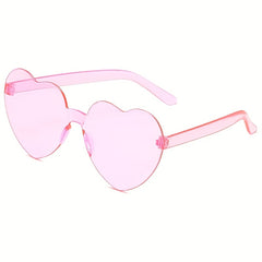 Clear Pink Heart Shape Sunglasses with Strap