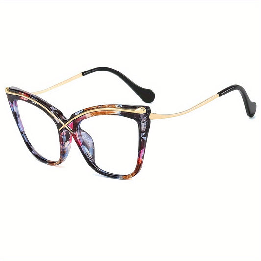 Cat Eye Anti Light Glasses Metal Temple Frame
