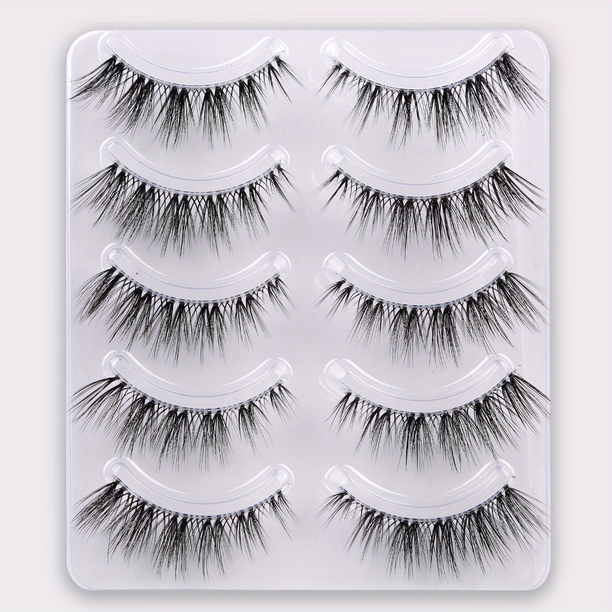 5 Pairs Natural Wispy False Eyelashes Faux Mink Cat Eye Long Lasting
