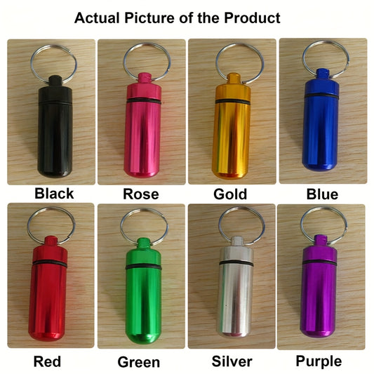 Mini Waterproof Pill Case with Keychain, Portable Container for Medi