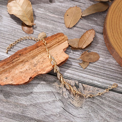 Copper Bangle Bracelet with Zircon Inlay 18K Plated