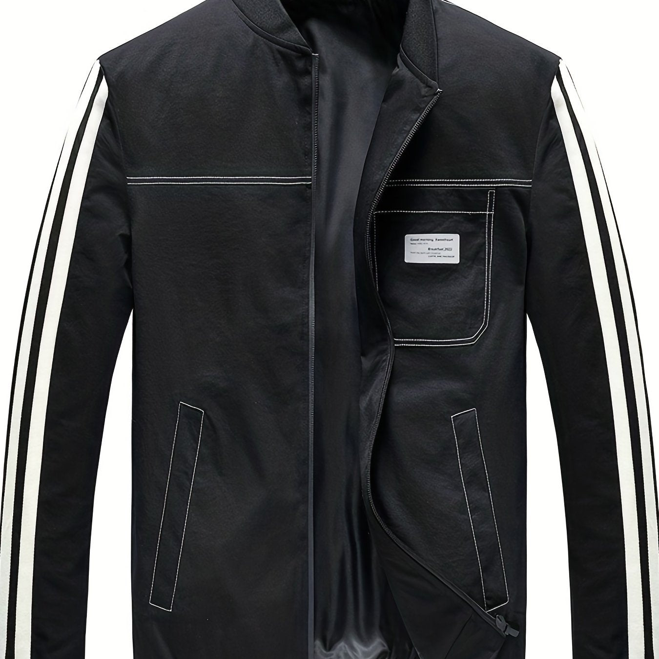 Men's Contrast Stitching Baseball Collar Jacket Coat