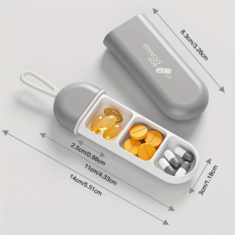 Compact 3 Compartment Pill Organizer Portable Pill Box with Lanyard