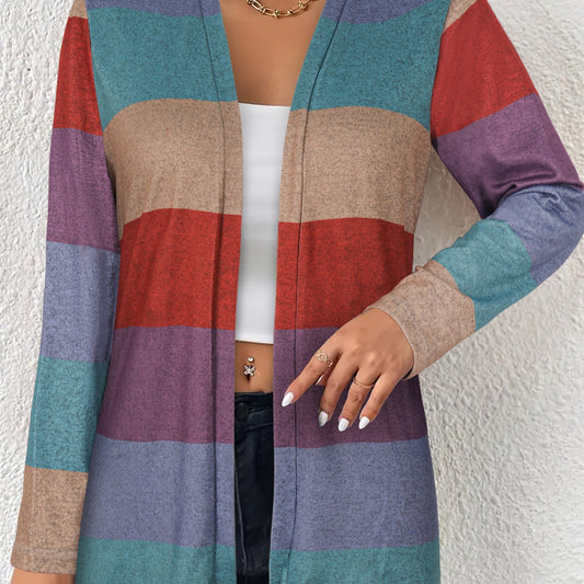 Colorblock Open Front Cardigan
