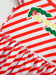 Santa Pattern A line Dress Girl's Christmas Outfit Kids Costume