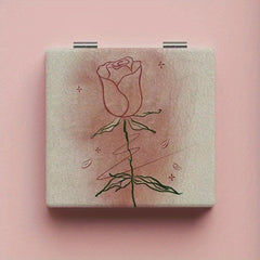 Tulip Pattern Compact Pocket Mirror Ideal for Traveling and Home Use