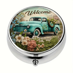 Vintage Car Pill Box Organizer for Purse and Pocket