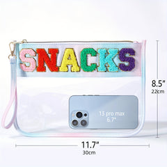 Preppy Chenille Clear Makeup Bag with Handle