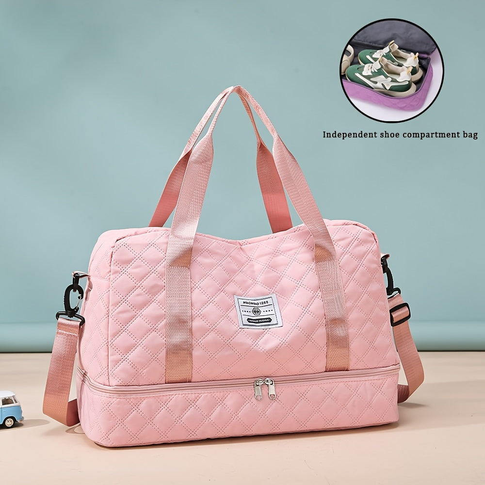 Nylon Sports Duffel Bag with Wet Dry Compartment & Shoe Pocket