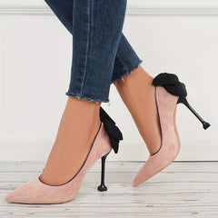 Women's Back Bowknot Stiletto Heels Pointed Toe Slip On High Heels Pumps
