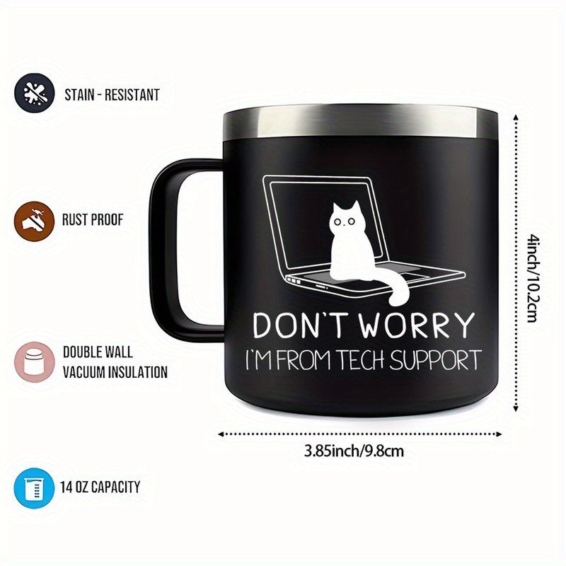 Tech Cat 14oz Stainless Steel Travel Mug Double Wall Vacuum Cup with Lid